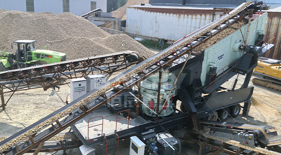 轮胎多缸圆锥破破碎站矿山砂石加工现场作业
